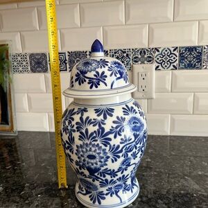 Blue Floral porcelain Jar with Lid